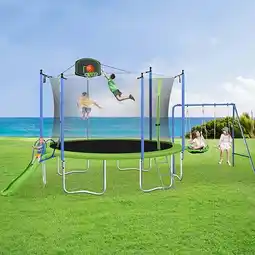 Walmart Sumdeal 12FT Trampoline with Basketball Board and Swing Stand for kids fun offer
