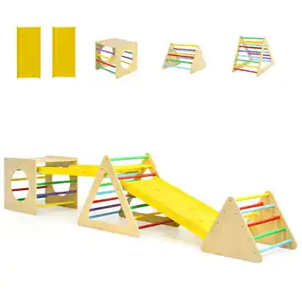 Walmart CIPACHO 5 in 1 Kids Triangle Climber Play Gym Set with 2 Ramps, Kids Indoor Outdoor Play Equipment offer
