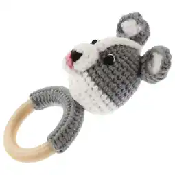 Walmart FRCOLOR Wooden Rattle Toy for Toddlers Grey Hand Held Baby Plaything with Knit 4.5 Inches offer