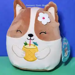 Walmart Squishmallows Regina the Corgi Dog with Pineapple Drink with Umbrella 8 NWT offer