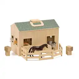 Walmart Melissa & Doug Fold and Go Wooden Horse Stable Dollhouse With Handle and Toy Horses (11 pcs) offer