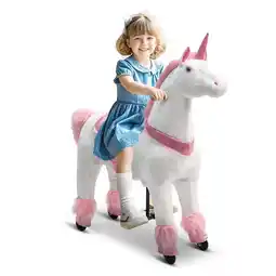 Walmart DEYGIA Ride on Unicorn Toys, Mechanical Cycle Walking Action Plush Animal, Max Load 165 lbs offer