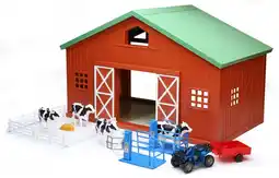 Walmart New Ray Country Life Extra Large Multi-Color 1:18 Scale Dairy Barn w/Cattle & Vehicle offer