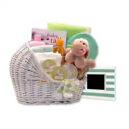 Walmart gift basket drop shipping 89062-y-t welcome baby bassinet new baby basket - yellow, teal offer