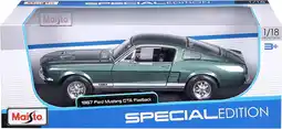 Walmart 1967 Ford Mustang GTA Fastback Green Metallic with White Stripes 1/18 Diecast Model Car by Maisto offer