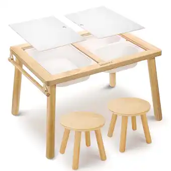 Walmart Sweet Time Toddler Sensory Table Chairs, Wood Kids Activity Table with Storage Play Study Furniture offer
