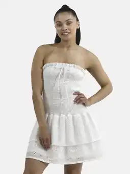 Walmart No Boundaries Cotton Smocked Ruffle Eyelet Mini Dress, Women's offer
