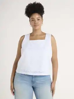 Walmart Time and Tru Women's and Women's Plus Eyelet Leaf Pattern Cotton Tank Top, XS-4X offer