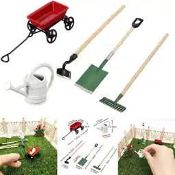 Walmart Tejiojio Clearance 1/12 Miniature Dollhouse Set Garden Equipment Tools Watering Can Red Cart offer