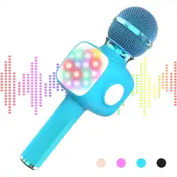 Walmart Qishi Bluetooth Karaoke Microphone - Wireless Singing Mic Speaker for Kids & Adults-Blue offer