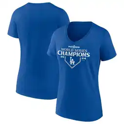 Walmart Women's Fanatics Royal Los Angeles Dodgers 2024 World Series Champions Official Logo V-Neck T-Shirt offer