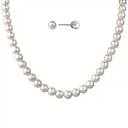 Walmart Believe by Brilliance Women's Simulated Pearl Set in Fine Silver Plated Brass offer
