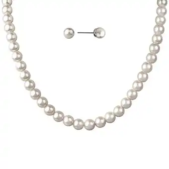 Walmart Believe by Brilliance Women's Simulated Pearl Set in Fine Silver Plated Brass offer