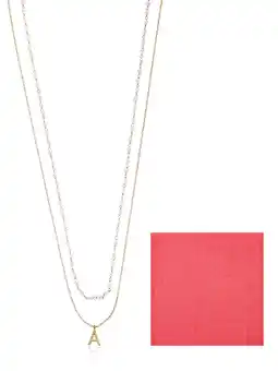 Walmart Time and Tru Goldtone Initial Letter Necklace Set, 2 Pieces, Letter A offer