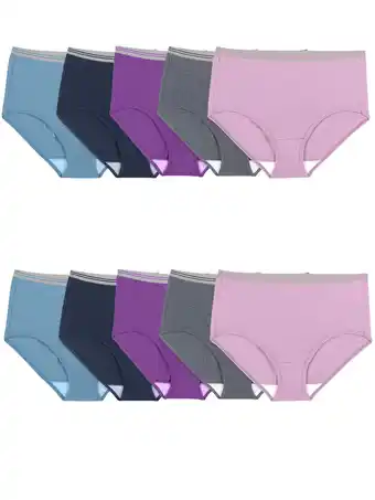 Walmart Fit for Me by Fruit of the Loom Women's Plus Size Cotton Brief Underwear, 10-Pack offer