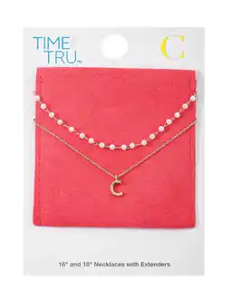 Walmart Time and Tru Goldtone Initial Letter Necklace Set, 2 Pieces, Letter C offer
