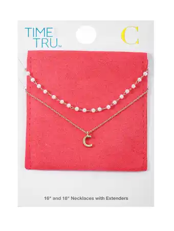 Walmart Time and Tru Goldtone Initial Letter Necklace Set, 2 Pieces, Letter C offer
