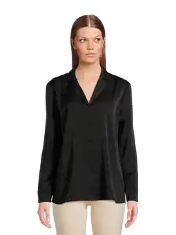 Walmart Nine.Eight Women's Satin Button Down Shirt with Long Sleeves, XS-3XL offer