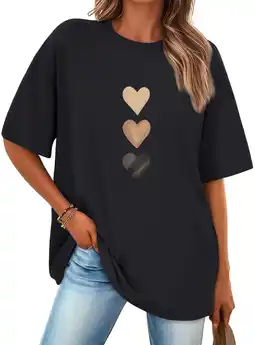 Walmart SUNBS Womens Loose Fit Graphic Tees - Love Heart Oversized Casual T-Shirts for Women Summer Tops offer