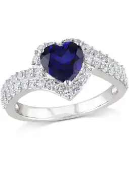 Walmart 2.75 Carat (Ctw) Lab-Created Blue & White Sapphire Heart Ring in Sterling Silver offer