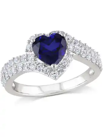 Walmart 2.75 Carat (Ctw) Lab-Created Blue & White Sapphire Heart Ring in Sterling Silver offer