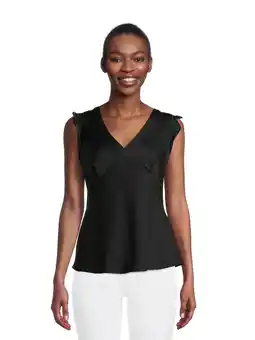 Walmart Nine.Eight Women's Peplum Satin V-Neck Blouse, Sizes XS-3XL offer