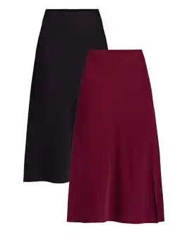 Walmart Time and Tru Women's Midi Slip Skirt, 2 Pack, Sizes XS-XXXL offer