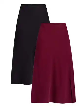 Walmart Time and Tru Women's Midi Slip Skirt, 2 Pack, Sizes XS-XXXL offer
