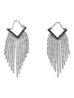 Walmart Madden NYC Women's Fashion Hematite Rhinestone Fringe Chandelier Earrings offer