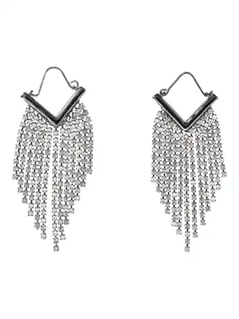 Walmart Madden NYC Women's Fashion Hematite Rhinestone Fringe Chandelier Earrings offer