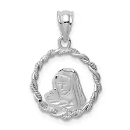 Walmart Finest Gold 14K White Gold Brushed & Polished Diamond-Cut Virgin Mary Pendant offer