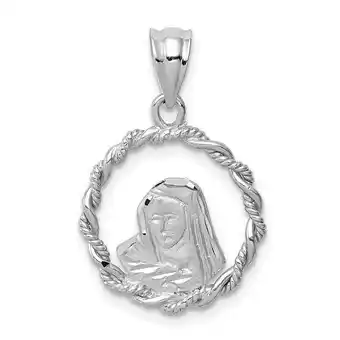 Walmart Finest Gold 14K White Gold Brushed & Polished Diamond-Cut Virgin Mary Pendant offer