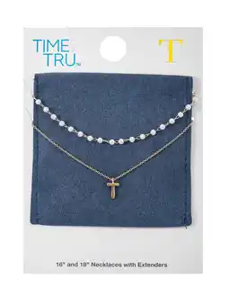 Walmart Time and Tru Goldtone Initial Letter Necklace Set, 2 Pieces, Letter T offer