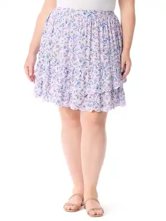 Walmart Jessica Simpson Women's Plus Maren Ruffle Mini Tiered Skirt, Sizes 0X-5X offer