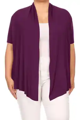 Walmart Women's Plus Size Short Sleeves Draped Open Front Casual Solid Cardigan offer