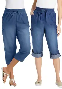 Walmart Woman Within Plus Size Petite Convertible Length Cargo Capri/Bermuda offer