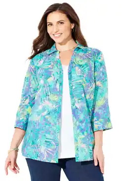 Walmart Catherines Women's Plus Size Print Buttonfront Shirt offer