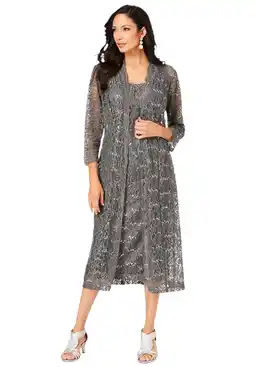 Walmart Roaman's Women's Plus Size Sequin Lace Jacket Dress offer
