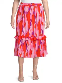 Walmart The Get Women's Plus Size Ruffle Midi Skirt offer