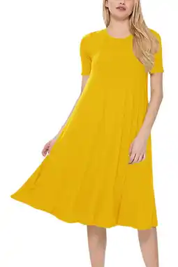 Walmart Women's A-Line Short Sleeve Loose Fit Jersey Knit Solid Midi Maternity Dress S-3XL offer