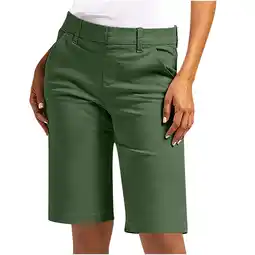 Walmart Leesechin Pull On Bermuda Shorts for Women Mid Rise 10 Inseam Shorts with Pockets offer