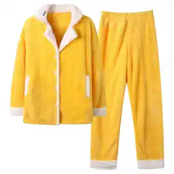 Walmart Fouhkni Womens Pajama Sets 2 Piece Flannel Pjs Sets Warm Long Sleeve Button down Shirts Fleece Pants offer