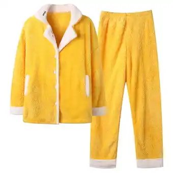 Walmart Fouhkni Womens Pajama Sets 2 Piece Flannel Pjs Sets Warm Long Sleeve Button down Shirts Fleece Pants offer