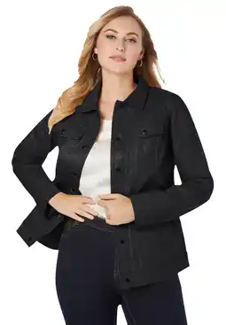 Walmart Jessica London Women's Plus Size Denim Style Leather Jacket offer