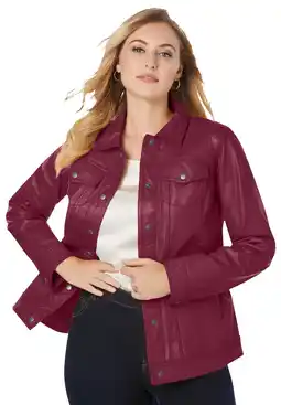 Walmart Jessica London Women's Plus Size Denim Style Leather Jacket offer