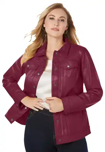 Walmart Jessica London Women's Plus Size Denim Style Leather Jacket offer