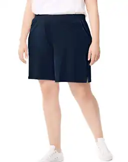 Walmart Just My Size Women's Plus-Size Cotton Jersey Pocket Shorts-32/Navy offer