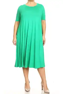 Walmart Women's Elegant Plus Size Midi Dress ? A-Line Design with Short Sleeves offer