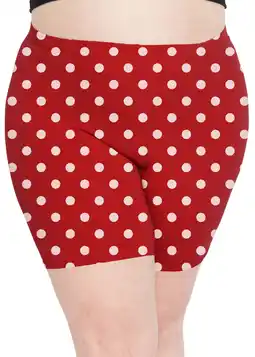 Walmart Stretch Is Comfort Women's Polyester Plus Size Bike Shorts Red White Polkadot 3X offer