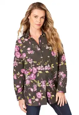 Walmart Roaman's Women's Plus Size Long Sleeve Kate Big Shirt offer